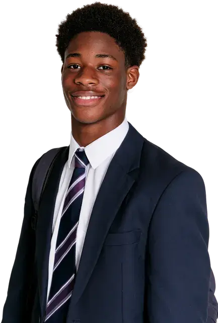 Smiling secondary school student in a blazer and tie